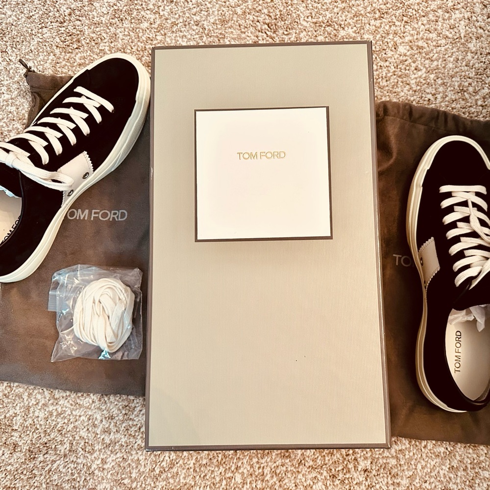 Tom Ford New Warwick Sneakers Sz. 9 Made In Italy + Box, Dust Bags, x laces - Picture 3 of 11